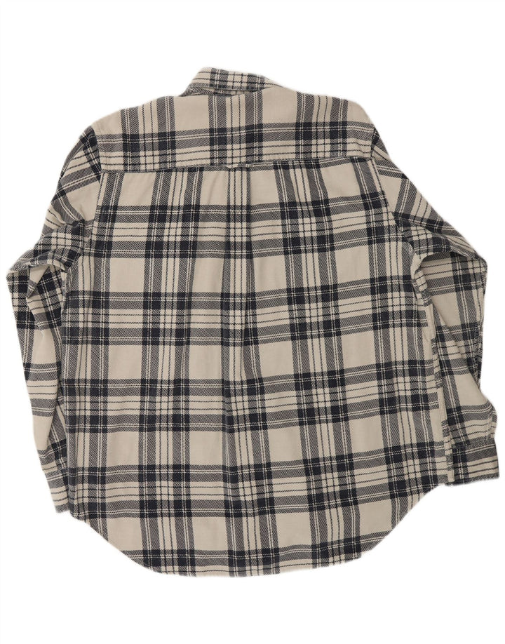 Blanc Bleu Camisa De Pana Para Hombre Algodón A Cuadros Blanco Roto Grande