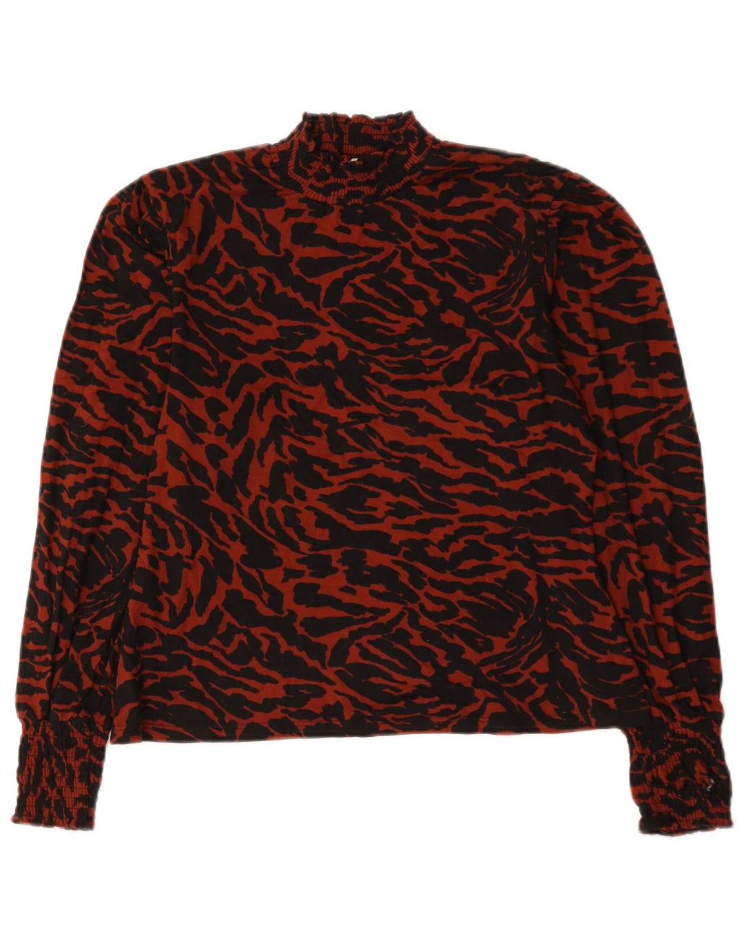 Oasis Blusa de manga larga para mujer UK 44 Grande Rojo Estampado animal Poliéster