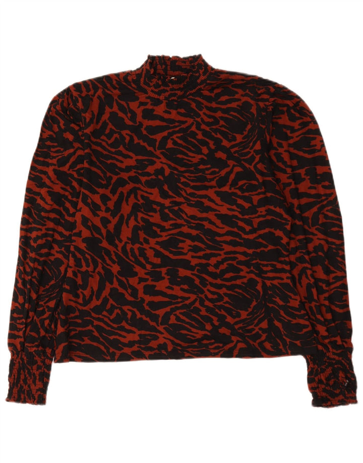 Oasis Blusa de manga larga para mujer UK 44 Grande Rojo Estampado animal Poliéster