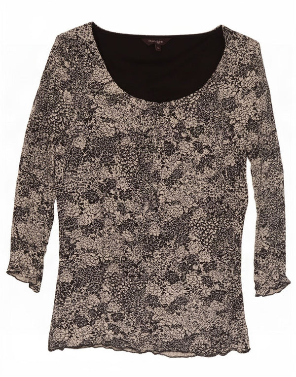 Phase Eight Top para mujer manga 3/4 UK 46 Viscosa floral negra grande