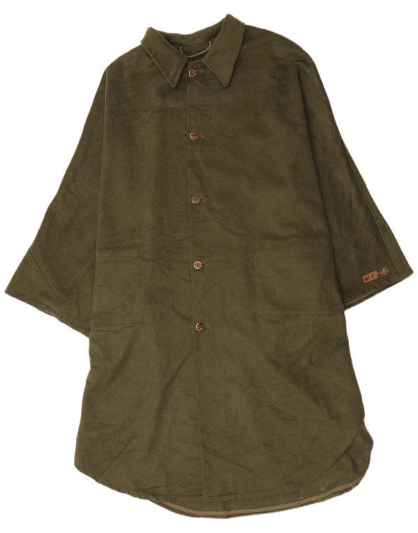 Vintage Hombre Poncho Abrigo Un Tamaño Verde