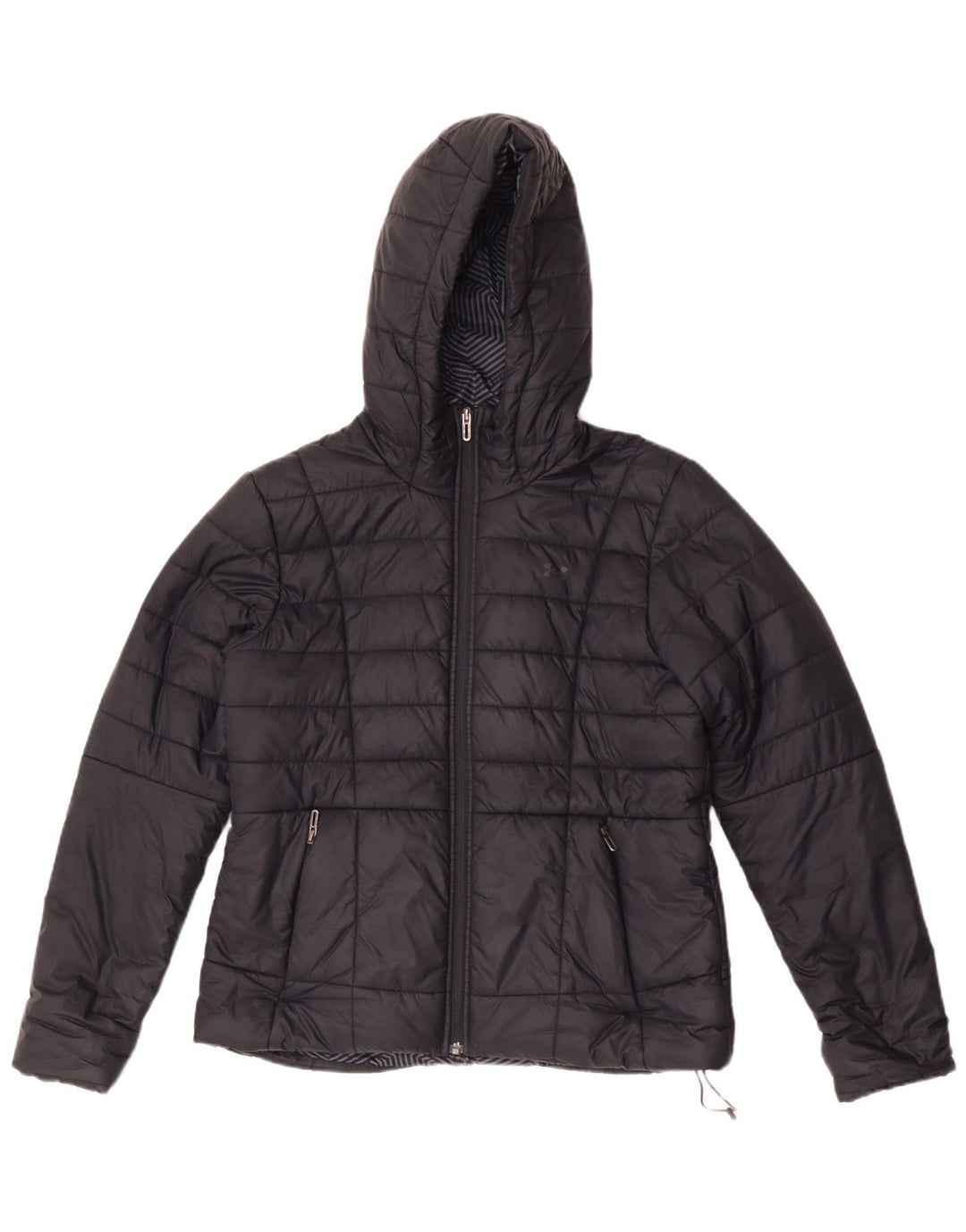 Under Armour Chaqueta acolchada con capucha Cold Gear para mujer, talla 40, talla M, color negro