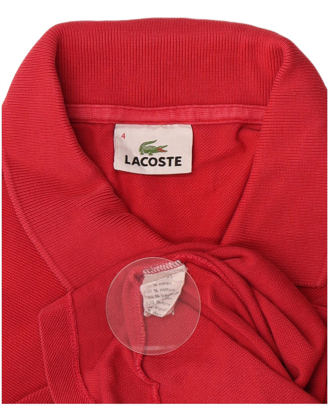 Lacoste Polo de manga larga para hombre talla 4 mediano algodón rojo