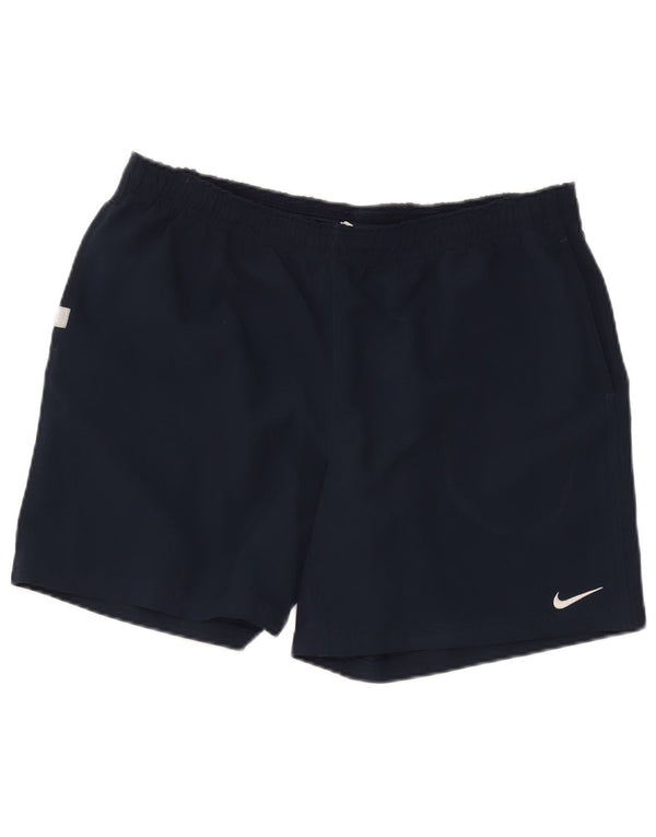 Nike Pantalones cortos deportivos Dri Fit para mujer UK 40 XL Poliéster azul marino