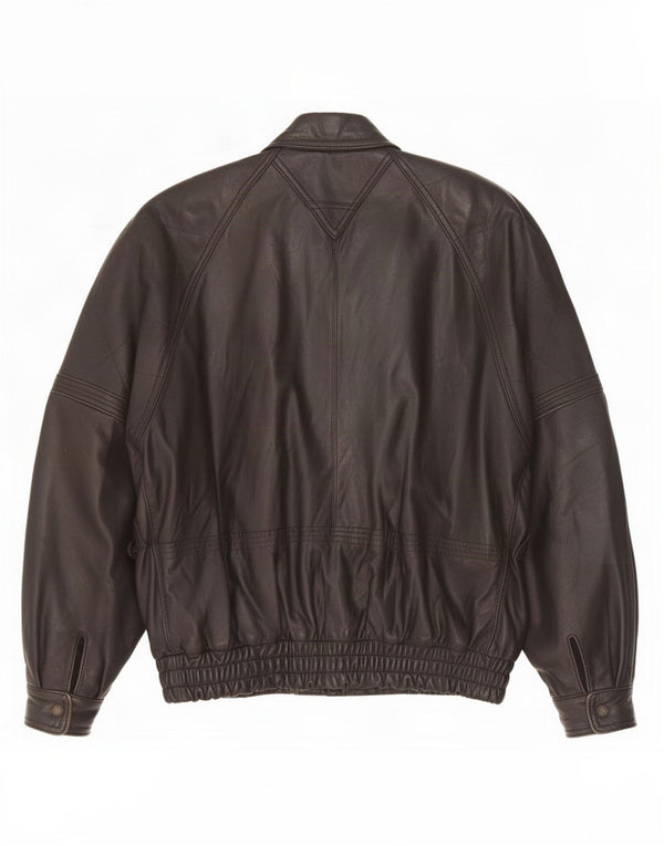 Chaqueta de cuero vintage para hombre IT 50 grande negro