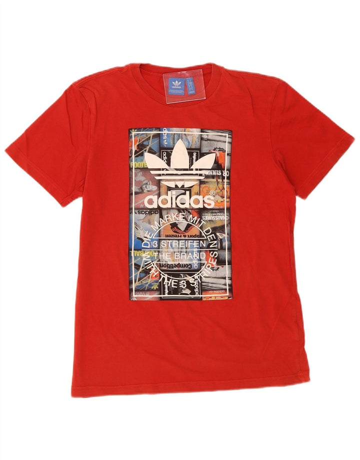 ADIDAS Mens Graphic T-Shirt Top Small Red Cotton