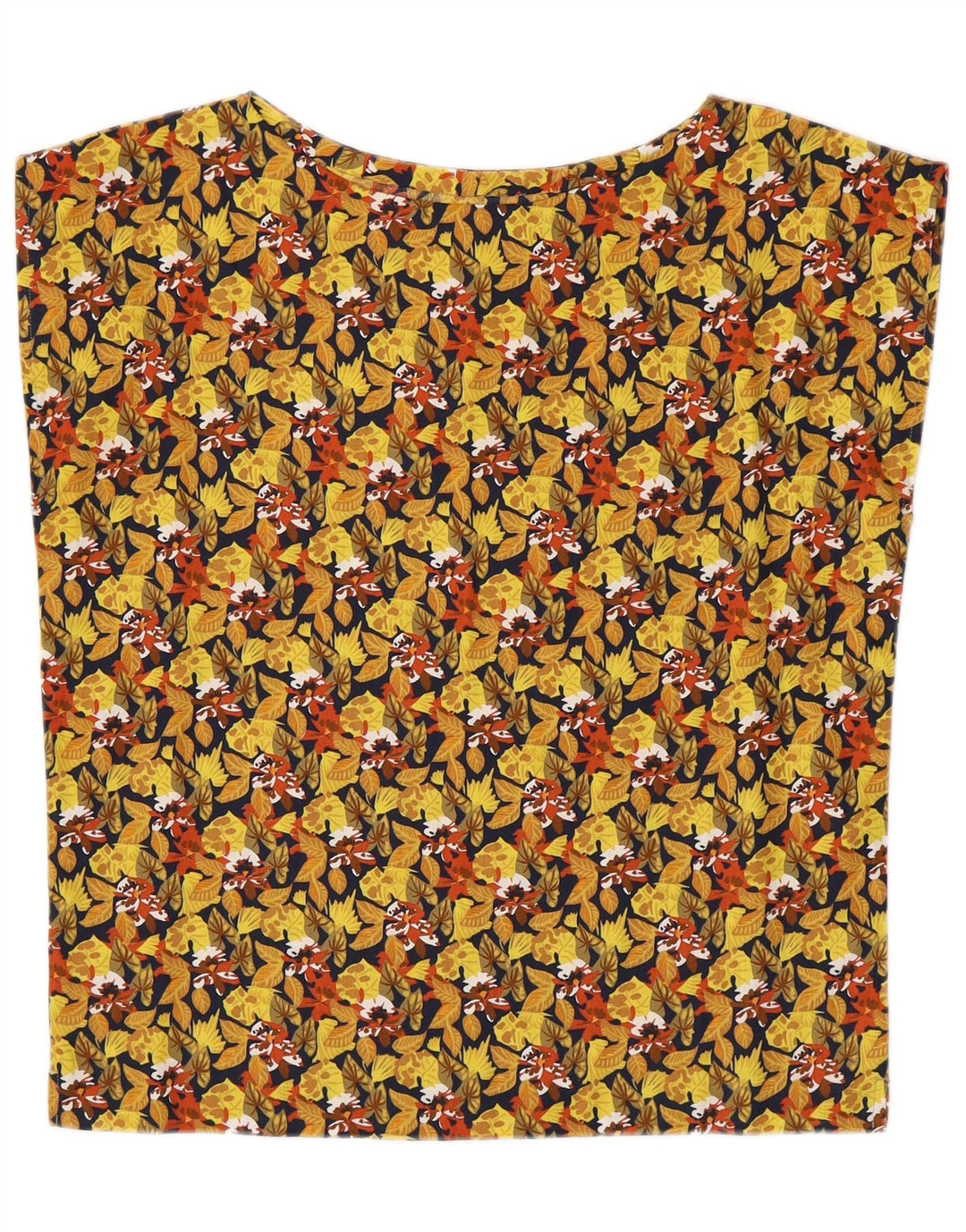 Vintage mujer crop blusa sin mangas Top Reino Unido 14Medium amarillo floral