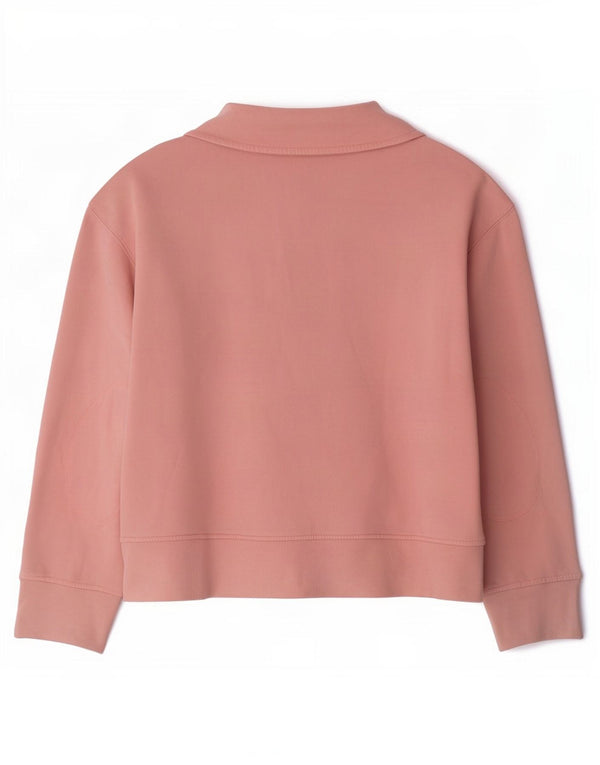 Zara - Sudadera extragrande con cuello tipo polo para mujer, talla 40, color rosa