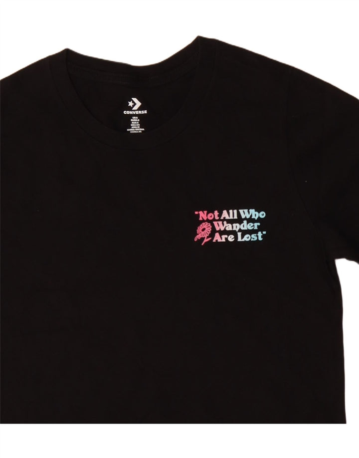 Converse Camiseta gráfica para mujer Top UK 10 Small Black Cotton