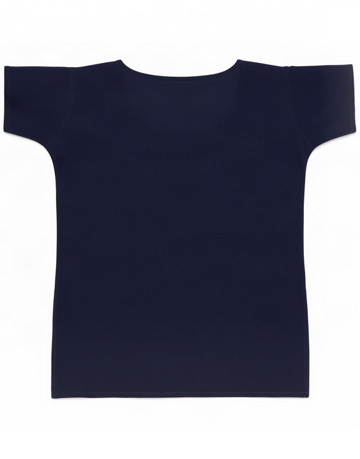 Blusa vintage con estampado abstracto para mujer UK 44 Azul marino mediano