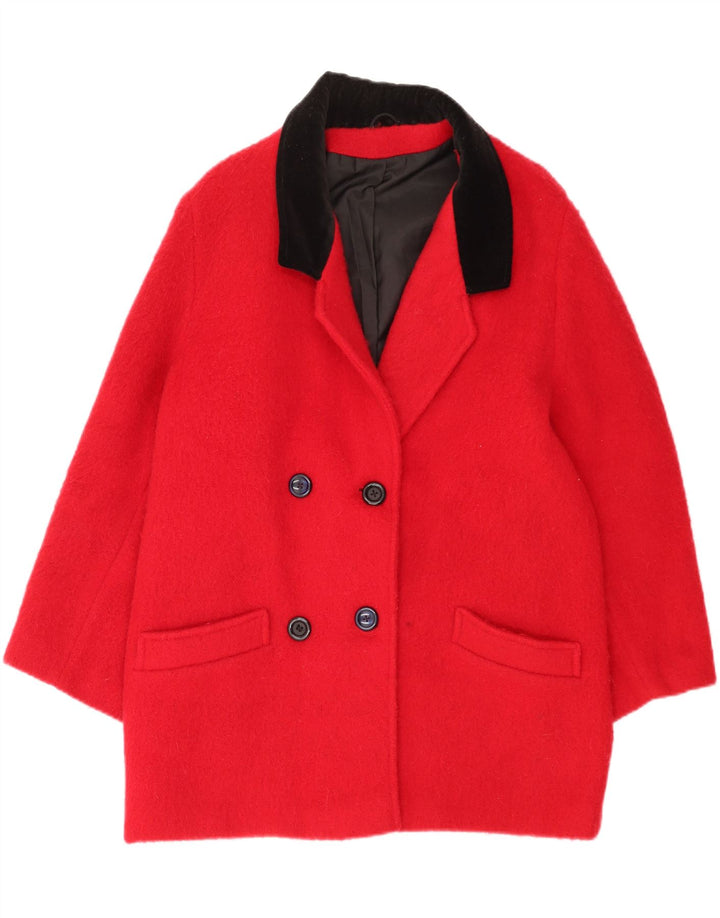 C&A Abrigo cruzado de manga 3/4 para mujer UK 44 Lana roja mediana