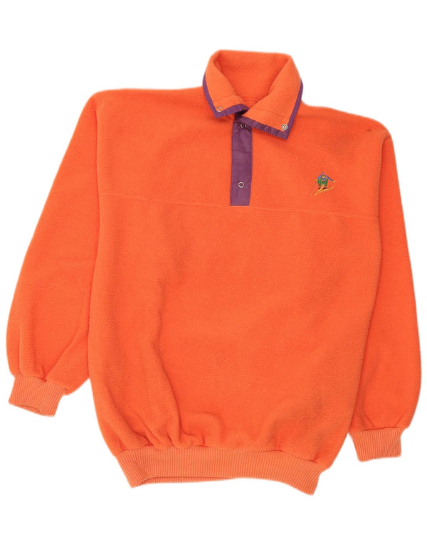 Vintage hombres polo cuello polar jumper medio naranja deportes