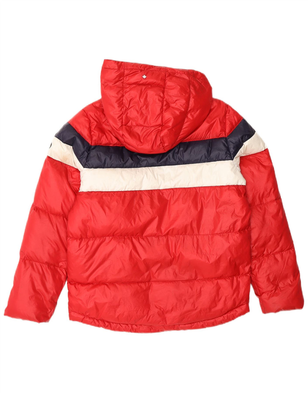 CANADIENS Chaqueta acolchada con capucha para mujer UK 14 Medium Red Colourblock