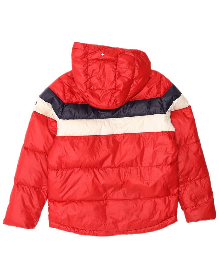 CANADIENS Chaqueta acolchada con capucha para mujer UK 14 Medium Red Colourblock