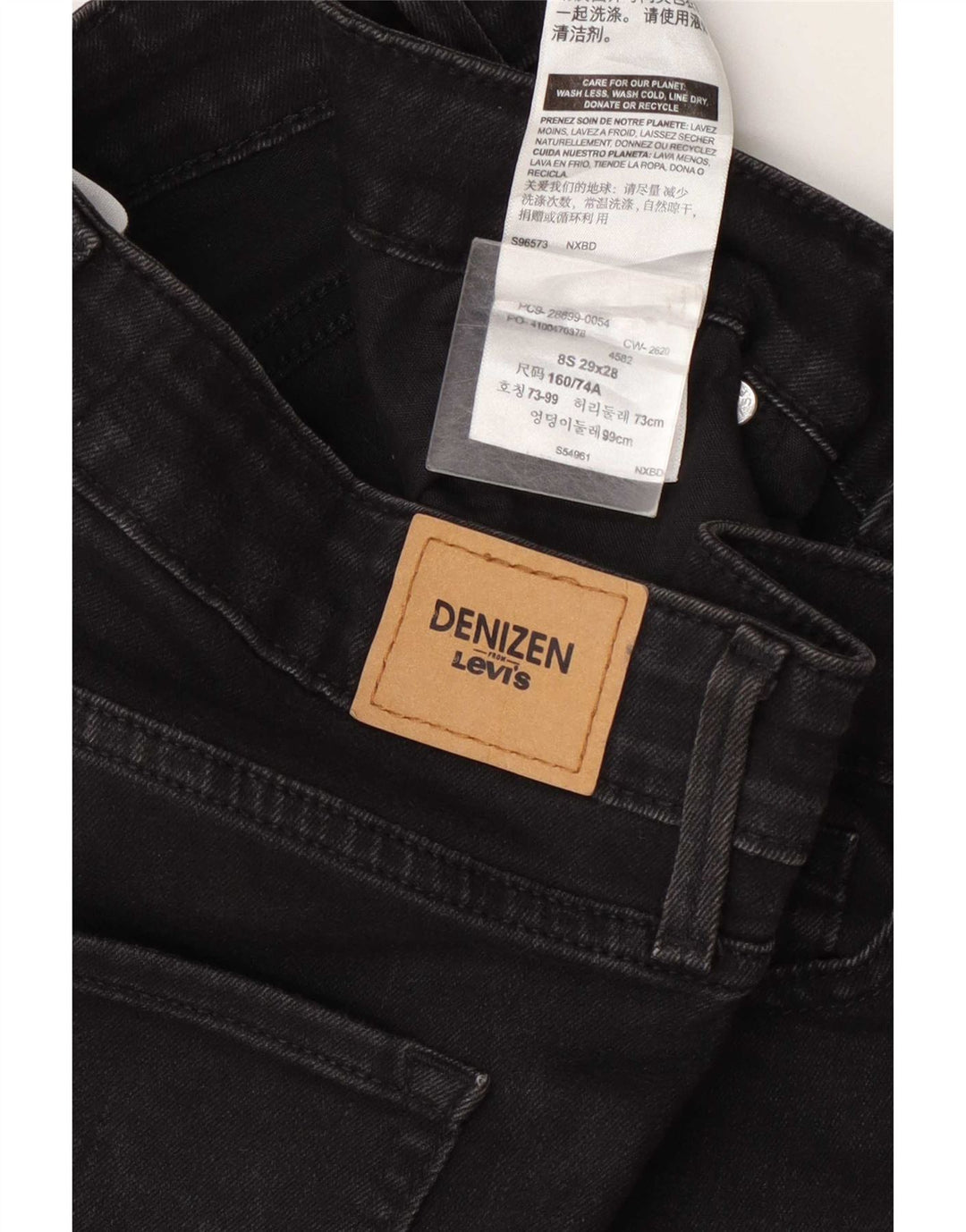 Vaqueros Levi's Denizen de talle medio y ajustados para mujer W29 L28 Algodón negro