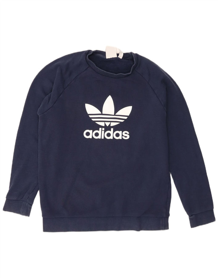 Adidas Hombre Sudadera Gráfica Jumper Medium Azul Marino Algodón
