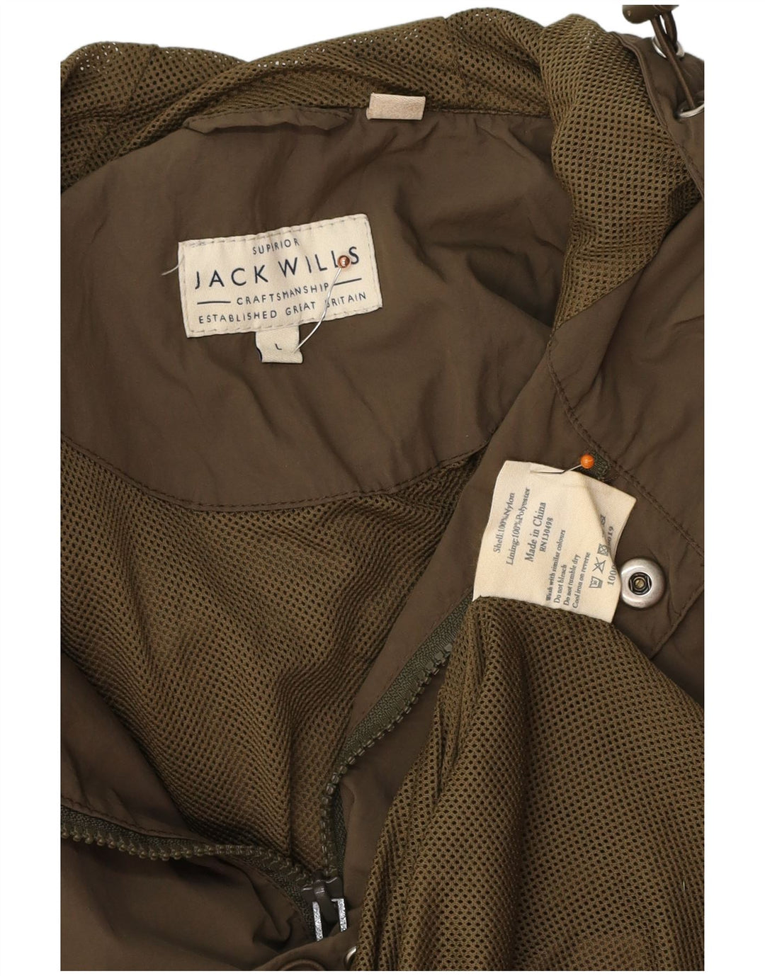 JACK WILLS Chaqueta impermeable con capucha para hombre UK 40 Large Khaki Nylon