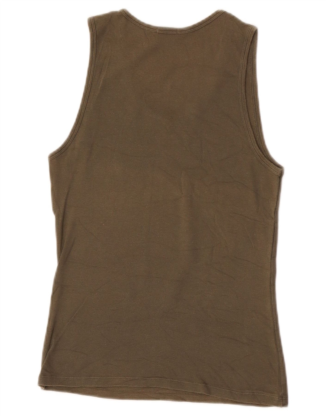 Benetton Mujer Camiseta Sin Mangas Estampada UK 8 Small Caqui