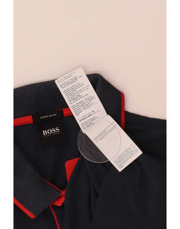 Hugo Boss Hombre Polo Regular Fit Algodón Azul Marino Medio