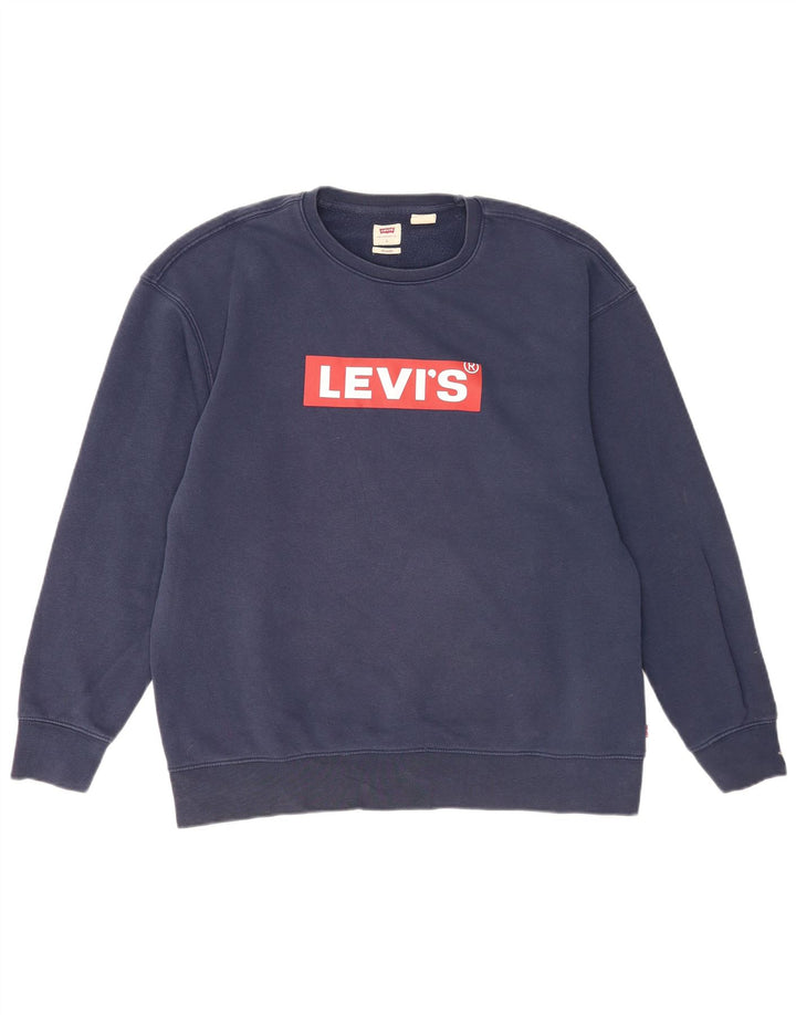 Levi's Hombre Relaxed Graphic Sudadera Jumper Large Azul Marino Algodón