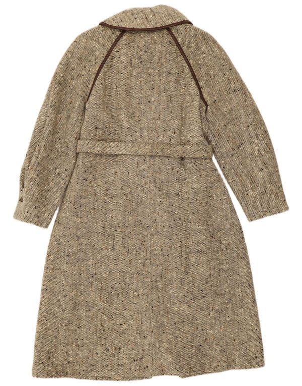 VINTAGE Abrigo de doble pecho para mujer Reino Unido 14 Medio Beige Flecked