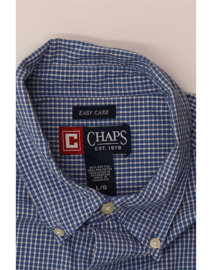Chaps Camisa de manga corta para hombre de algodón a cuadros azul grande