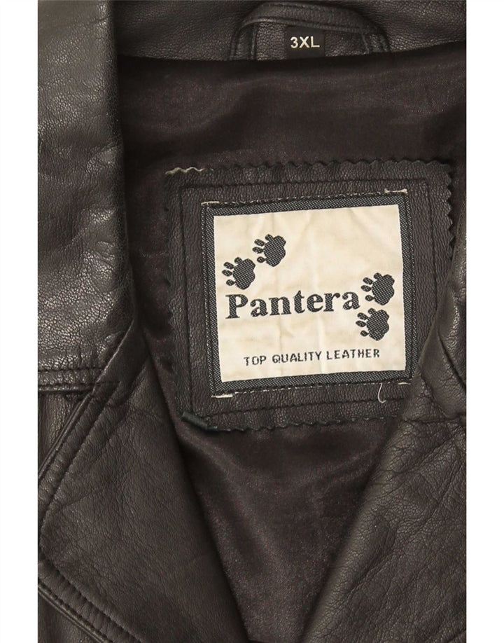 Pantera Abrigo de cuero para hombre UK 46 3XL Cuero negro