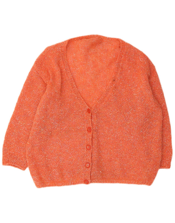 Vintage mujer Cardigan suéter Reino Unido 22 3XL naranja moteado