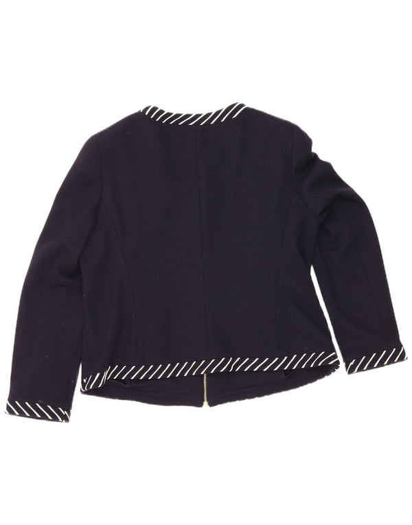 Luisa Spagnoli Chaqueta tipo blazer con cremallera completa para mujer UK 46 Grande Azul marino a rayas