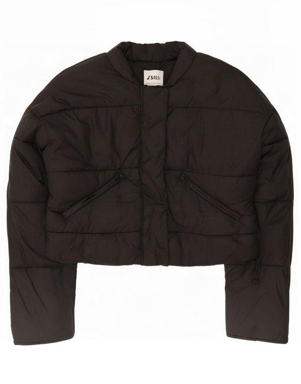 Zara Mujer Crop Chaqueta Acolchada Extragrande UK 6 XS Negro