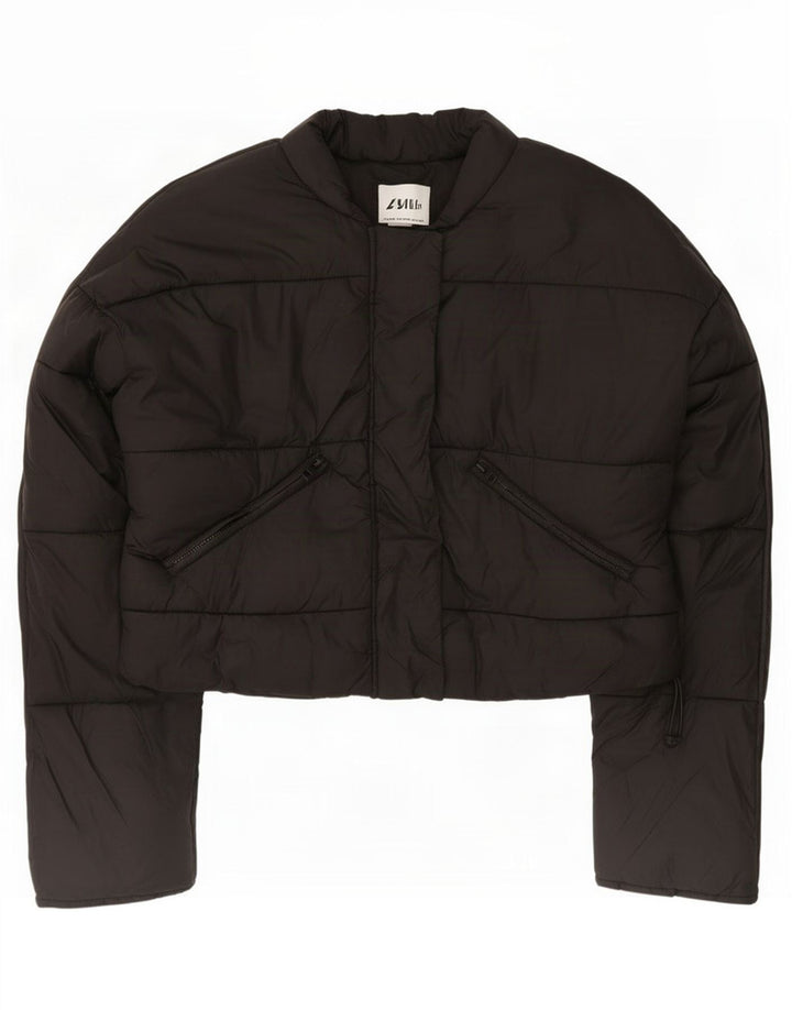 Zara Mujer Crop Chaqueta Acolchada Extragrande UK 6 XS Negro