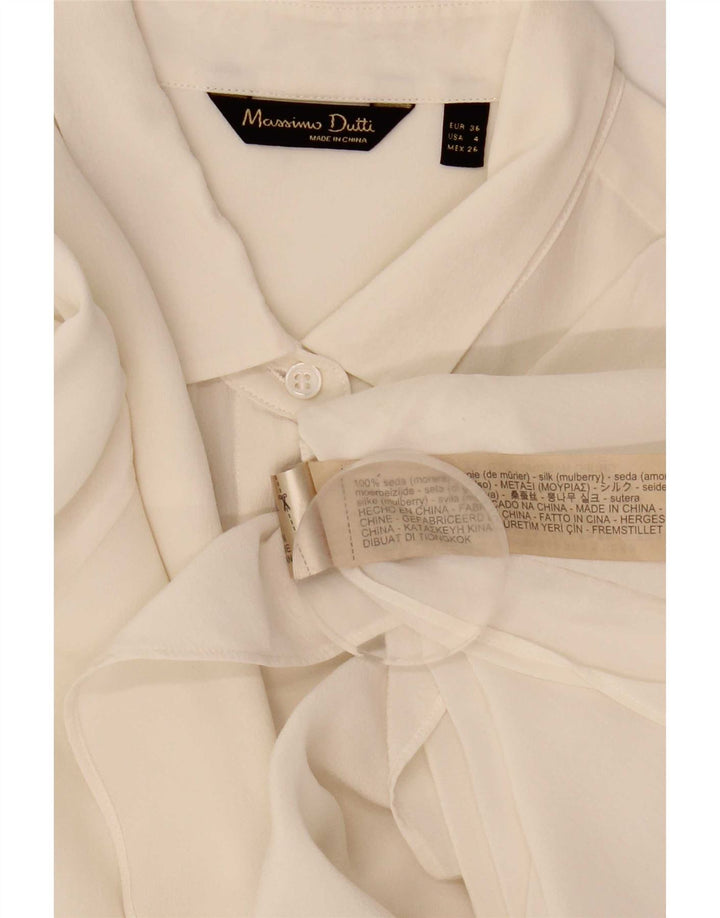Massimo Dutti Blusa Camisa Mujer EU 36 XS Blanco Seda