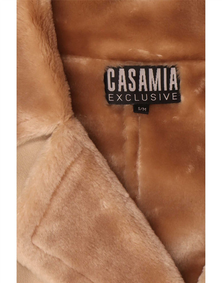Casamia Abrigo Sherpa Extragrande para Mujer UK 10 Pequeño Poliéster Beige