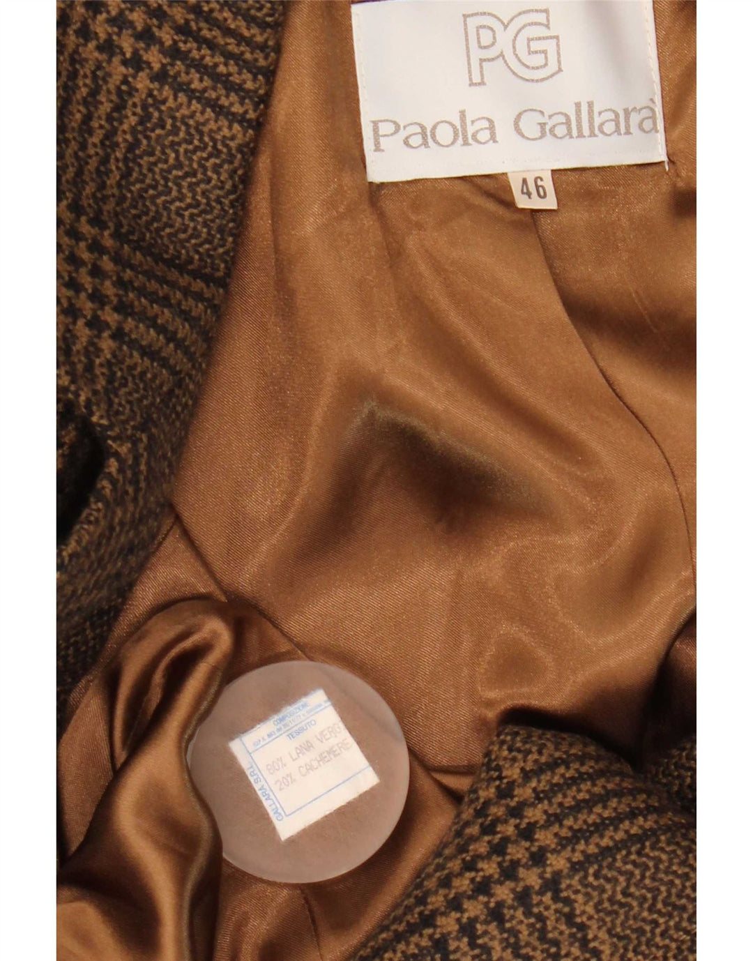 Vintage mujer chaqueta blazer de doble pecho IT 46 pata de gallo marrón grande