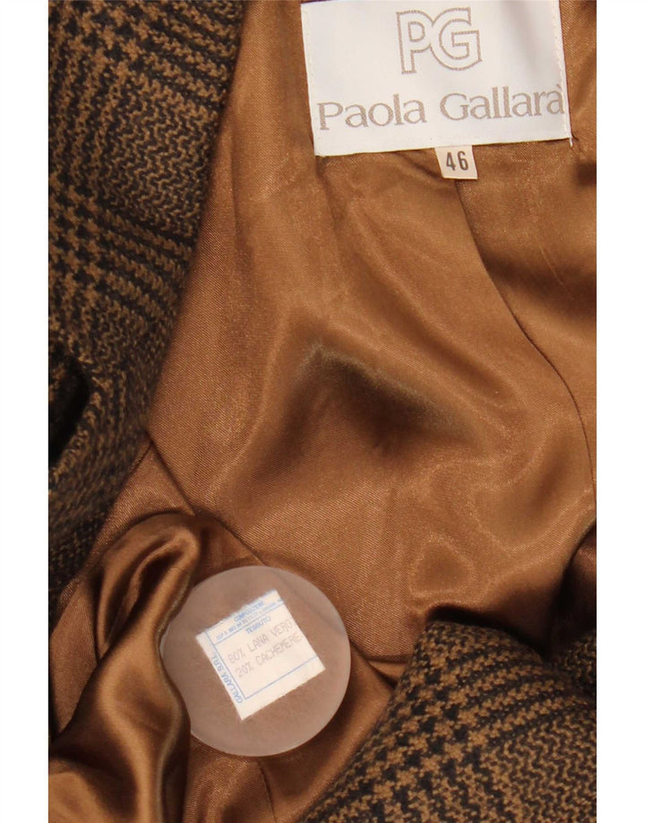 Vintage mujer chaqueta blazer de doble pecho IT 46 pata de gallo marrón grande