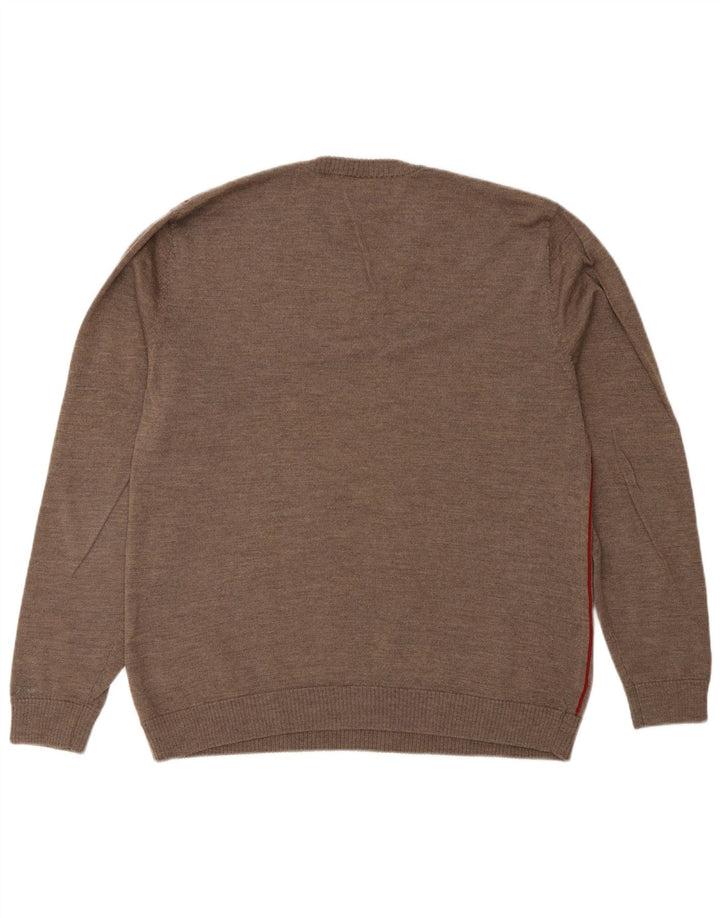 Gap Jersey con Cuello en V para Hombre de Lana Merino a Rayas Gris Grande