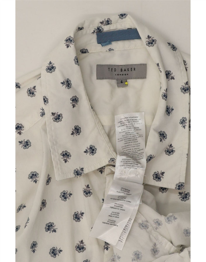 Ted Baker Camisa para hombre Talla 4 Grande Algodón floral blanco