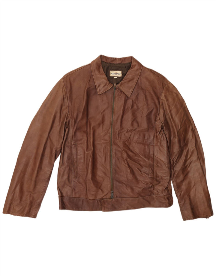 MASTERPELLE Chaqueta Bomber de Cuero para Hombre UK 40 Grande Cuero Marrón