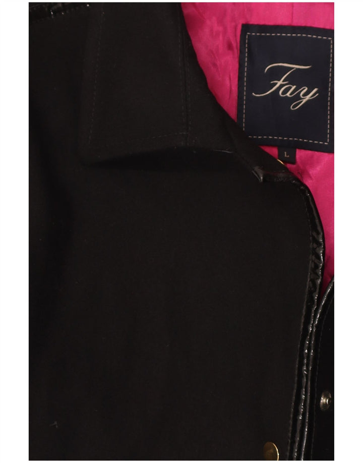 FAY Womens Overcoat UK 14 Large Black
