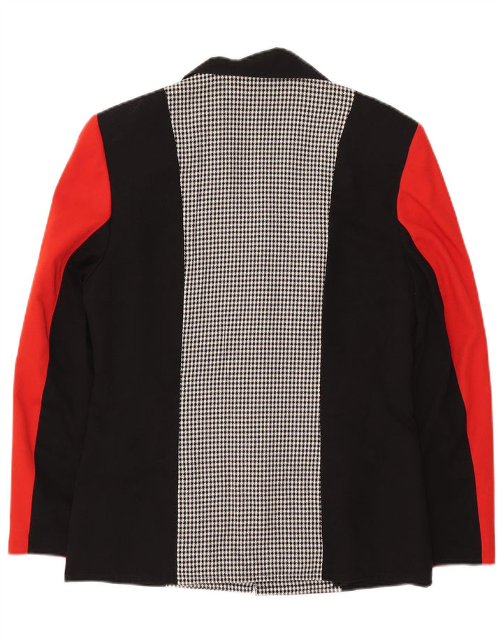 Vintage mujer 2 botones Blazer chaqueta Reino Unido 8 pequeño bloque de color multicolor