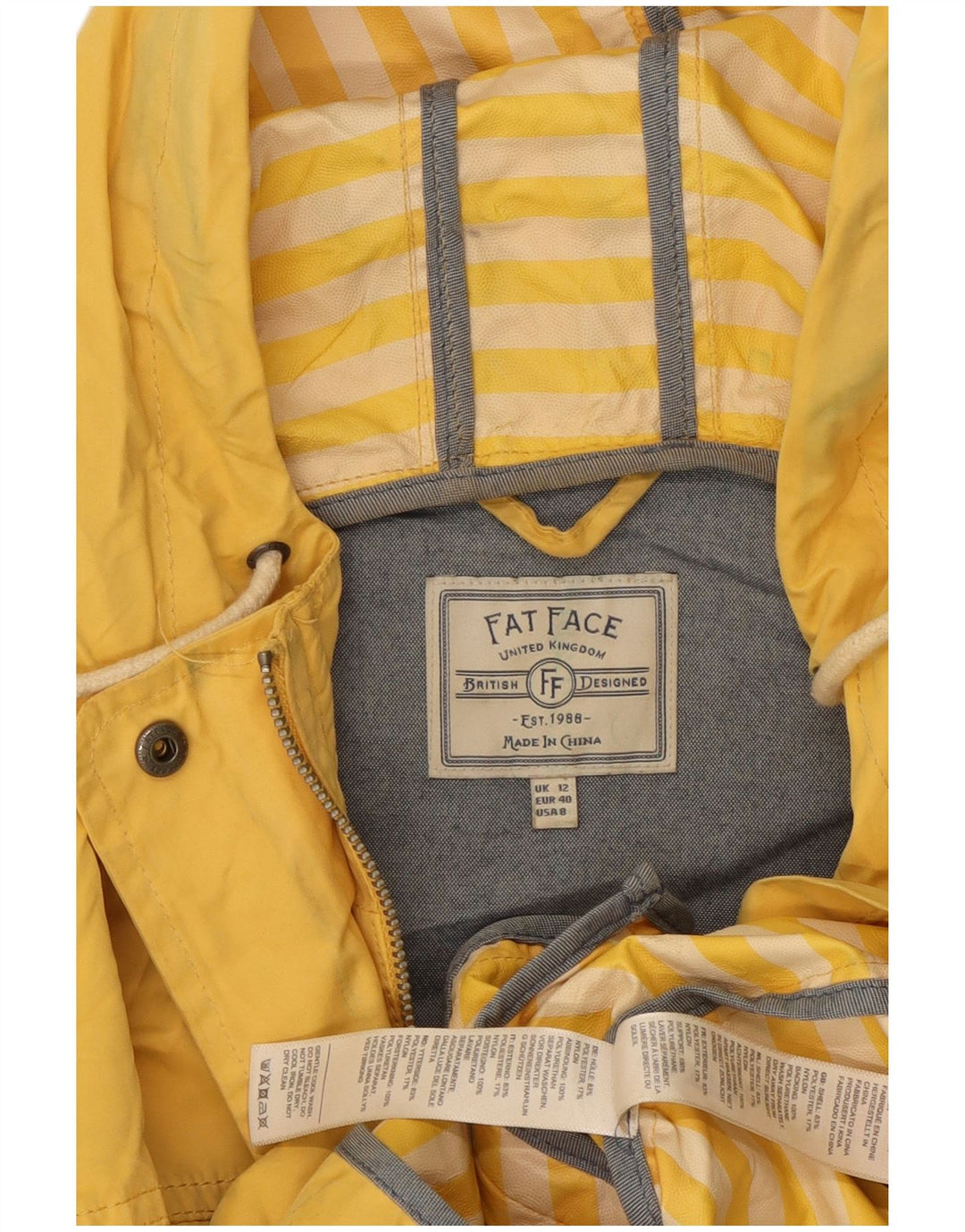 Chaqueta utilitaria con capucha para mujer Fat Face UK 40 Poliéster amarillo medio