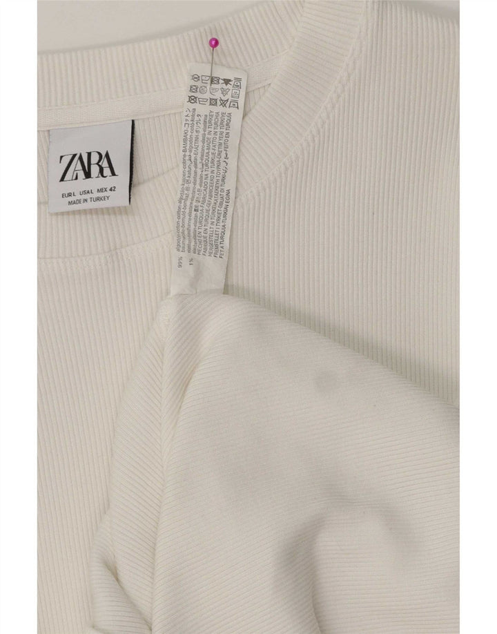 Zara Hombre Jersey Con Cuello Barco Jersey Grande Algodón Blanco
