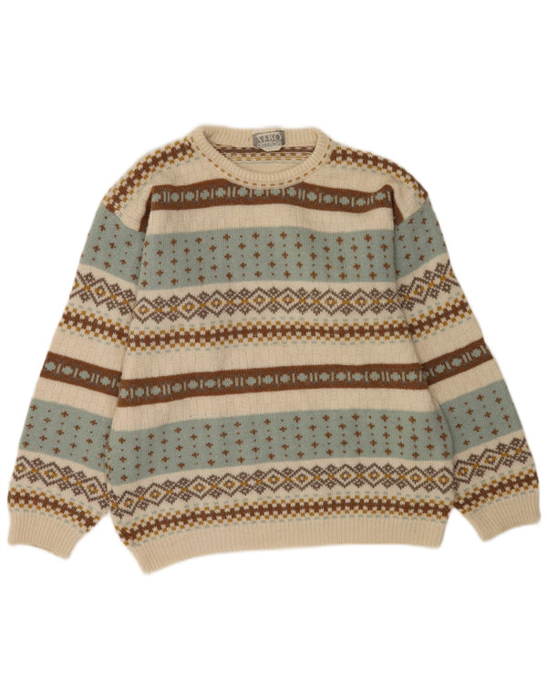 Zero Mens Crew Neck Jumper Sweater XL Multicolor Fair Isle Acrílico