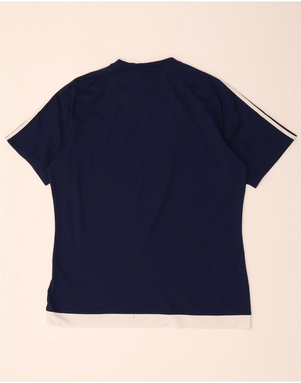 Adidas Hombre Climalite Camiseta Top Grande Azul Marino Colorblock Poliéster