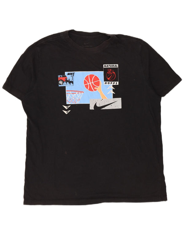 NIKE Camiseta gráfica para hombre Top XL Algodón negro