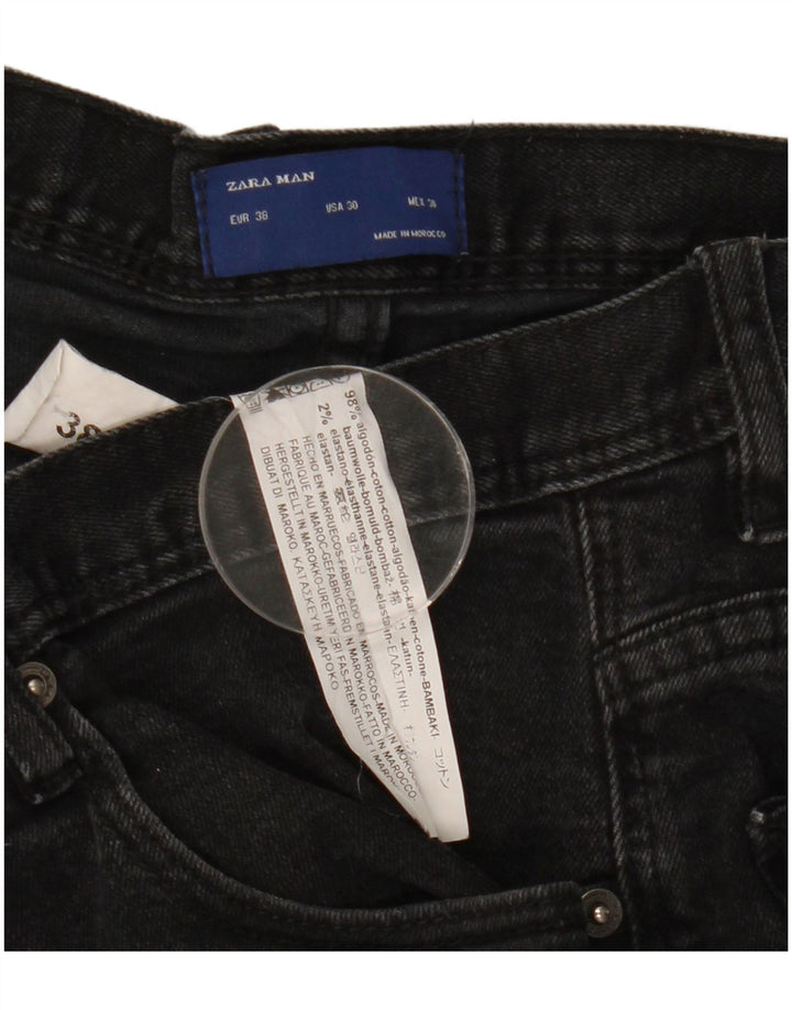 Zara Mens Slim Jeans EU 38 Small W30 L31 Algodón Negro