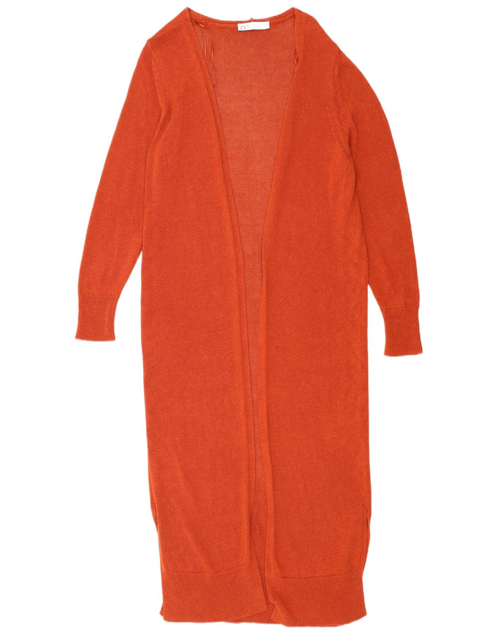 Zara Mujer Longline Open Cardigan Suéter UK 44 Viscosa Marrón Medio