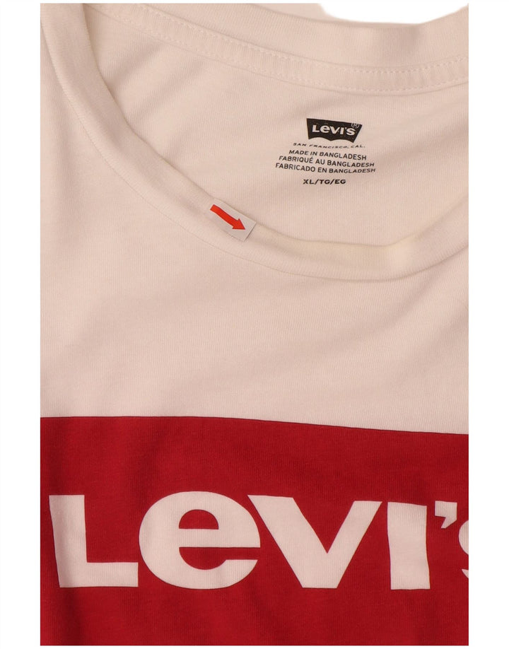 LEVI'S Camiseta gráfica para hombre Top XL Algodón blanco