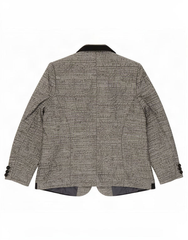 Vintage mujer 1 botón Blazer chaqueta IT 54 3XL gris Paisley