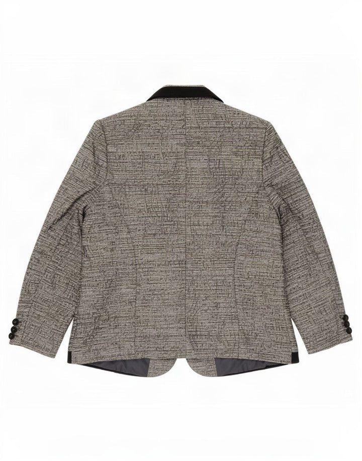 Vintage mujer 1 botón Blazer chaqueta IT 54 3XL gris Paisley